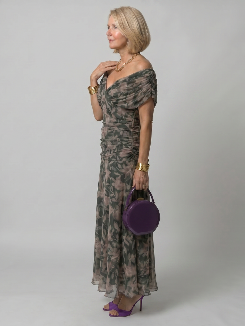 Calen | Abito Midi Off Shoulder Fluttuante