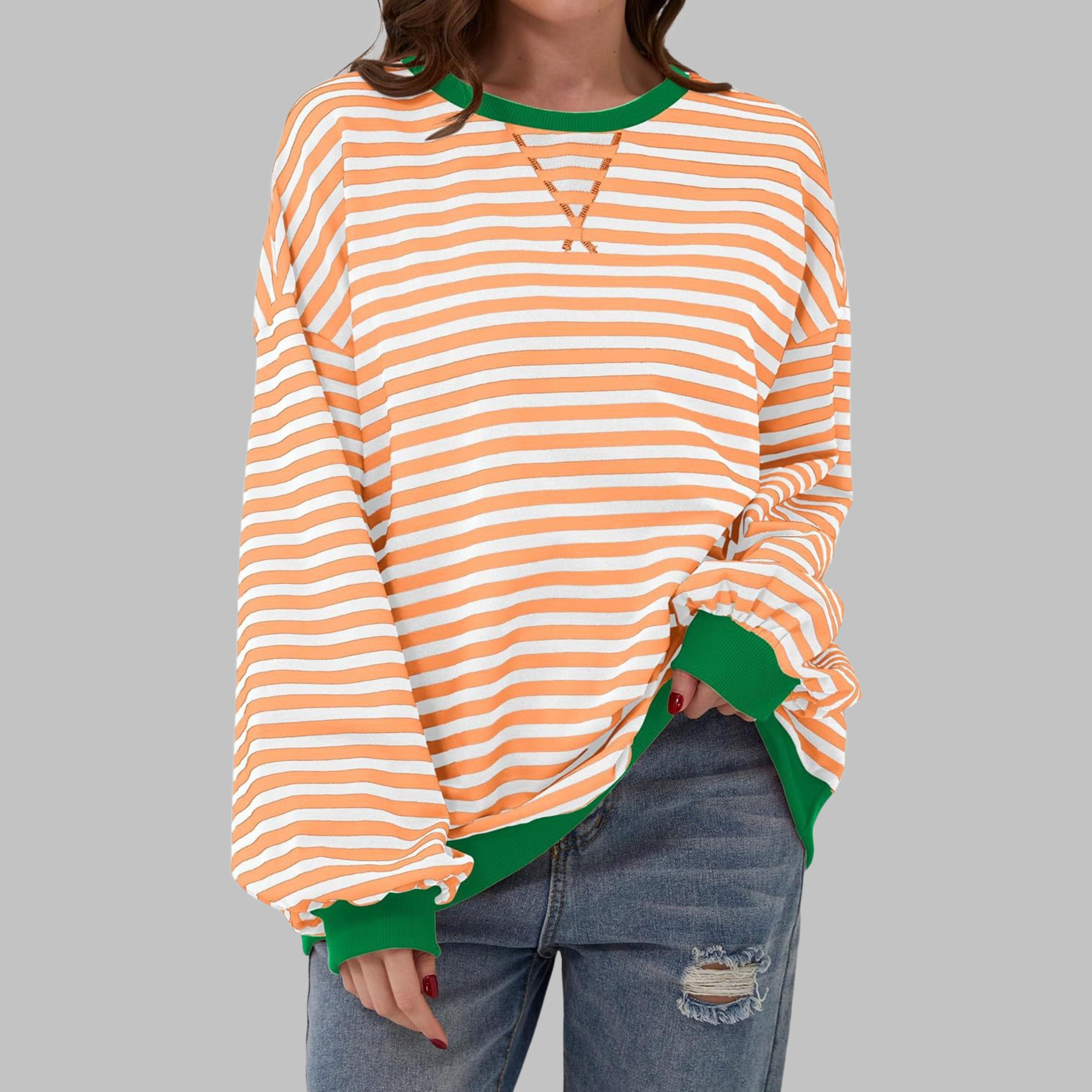 LUKA - Felpa a maniche lunghe casual con scollo rotondo a righe
