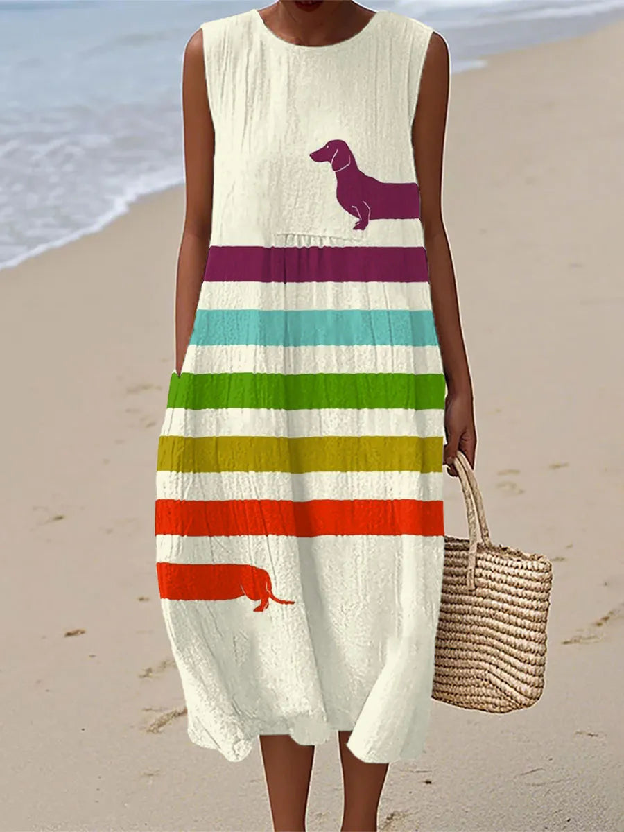 Audrey | Abito Midi con Stampa di Bassotto