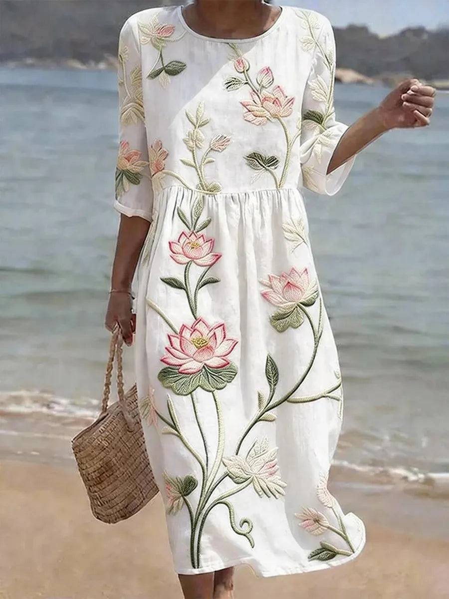Kayla | Vestito con Stampa di Piante e Fiori