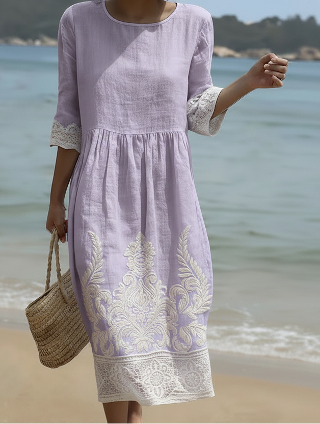 Tiffany in Lavanda | Abito con Stampa di Piante e Fiori