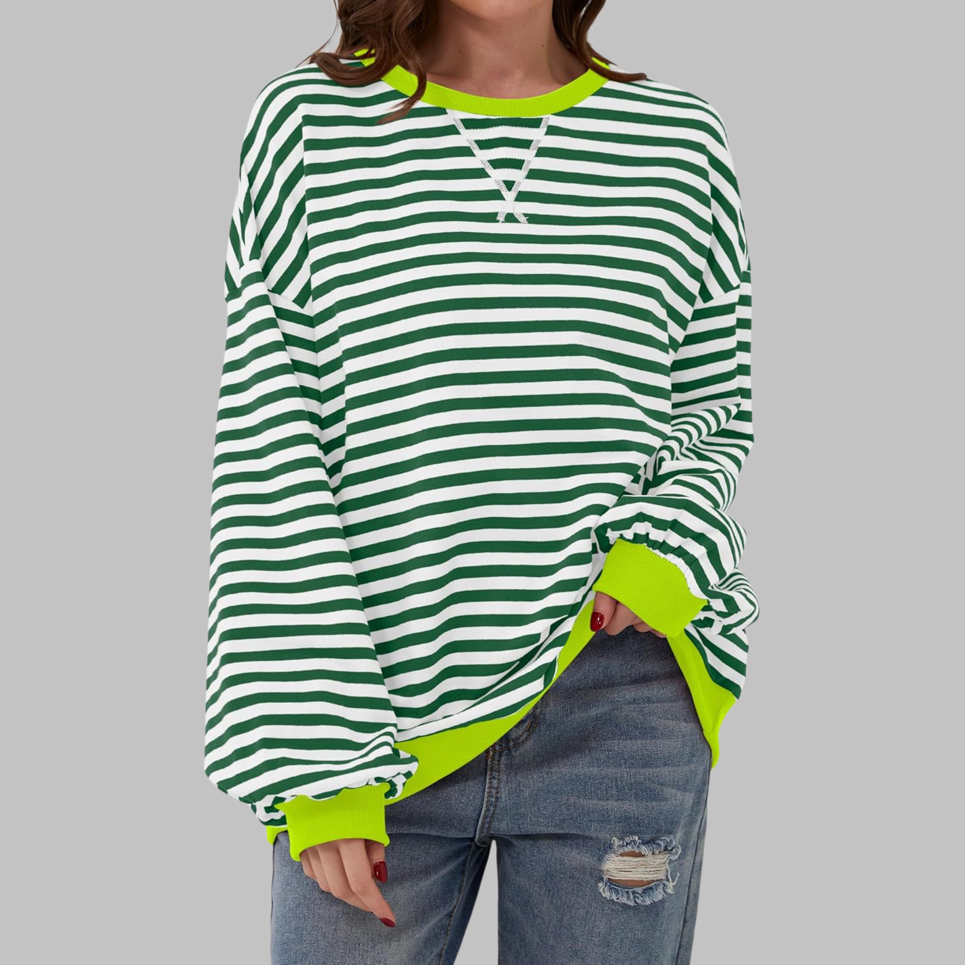 LUKA - Felpa a maniche lunghe casual con scollo rotondo a righe