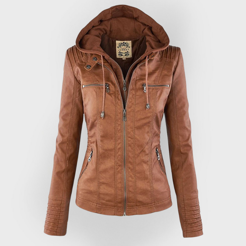 Valentina | Giacca moderna in pelle con cappuccio