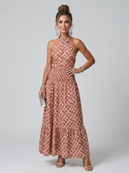 Amira | Abito Midi con Scollo Incrociato e Stampa Geometrica