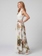 Prato | Abito Maxi con Pannello Botanico e Scollo All'Americana