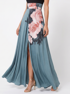 Olympas | Abito Maxi con Corpetto a Halter e Gonna Floreale