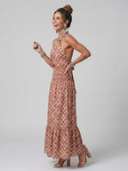 Amira | Abito Midi con Scollo Incrociato e Stampa Geometrica