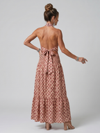 Amira | Abito Midi con Scollo Incrociato e Stampa Geometrica