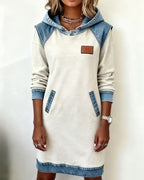 Giada | Abito Casual con Cappuccio e Dettagli in Denim