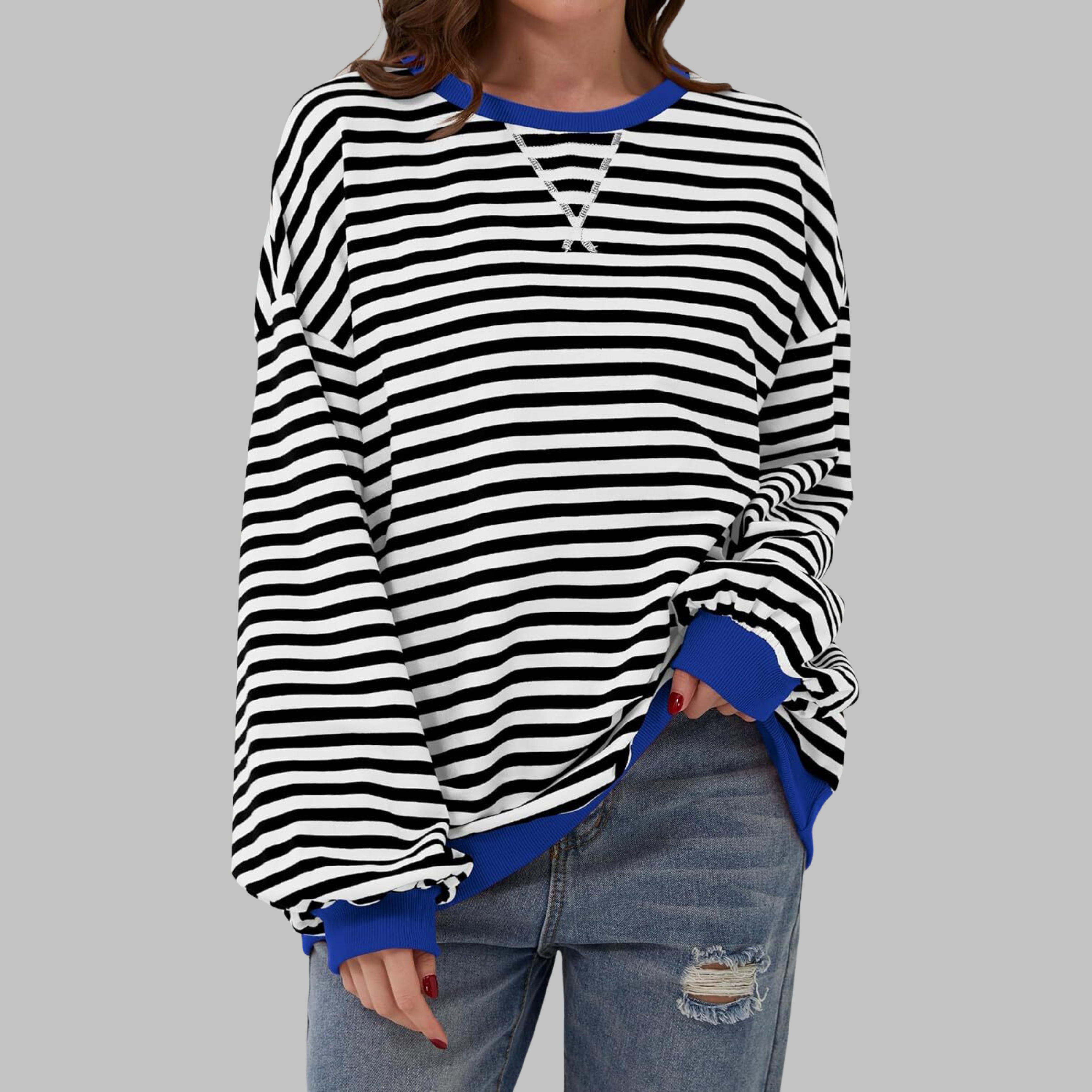 LUKA - Felpa a maniche lunghe casual con scollo rotondo a righe