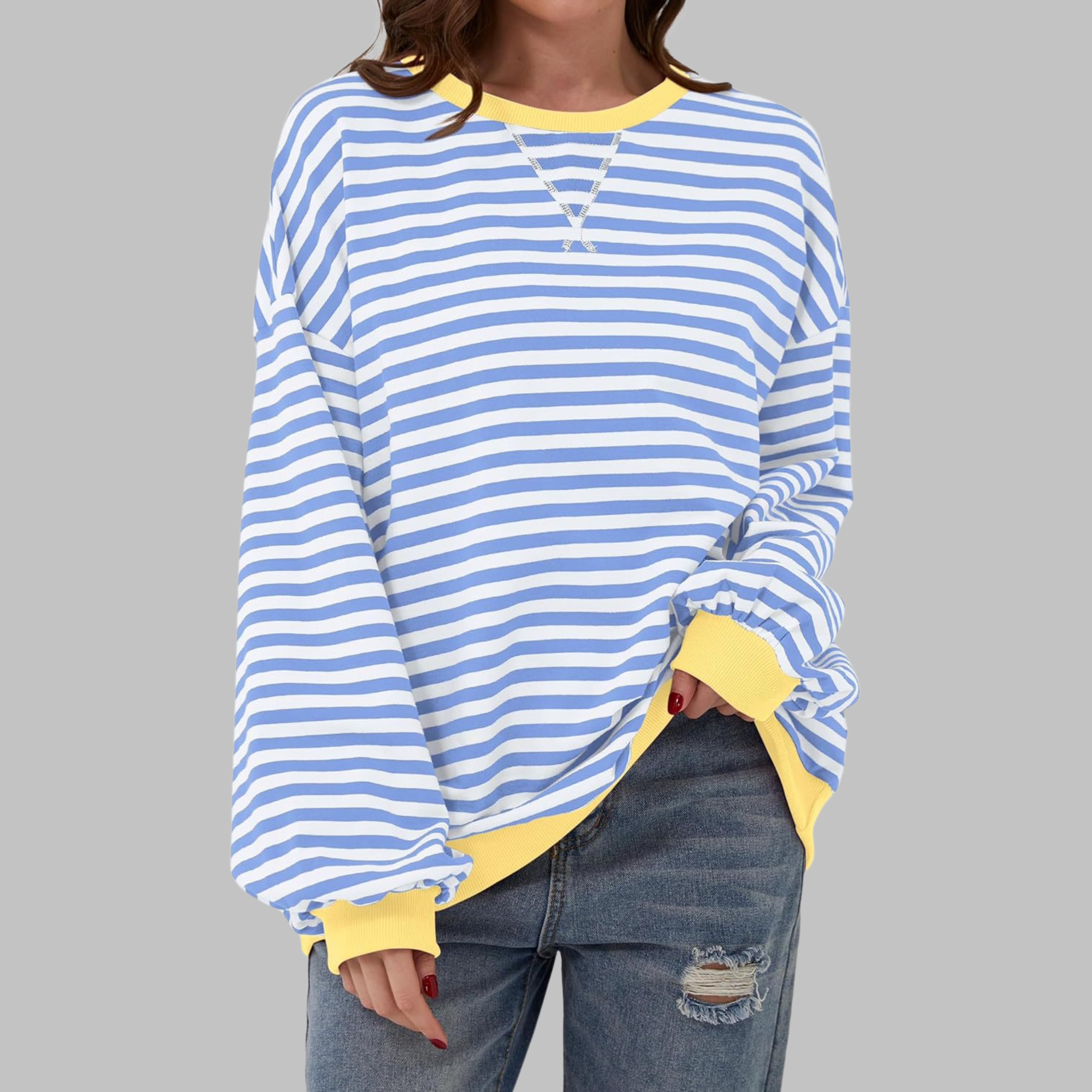 LUKA - Felpa a maniche lunghe casual con scollo rotondo a righe