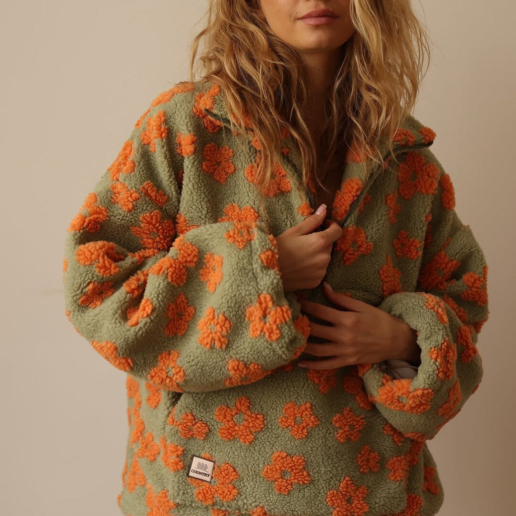 Chloé | Felpa in Pile Boho con Stampa Floreale