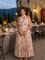 Aurelle | Abito Midi Floreale con Collo Halter