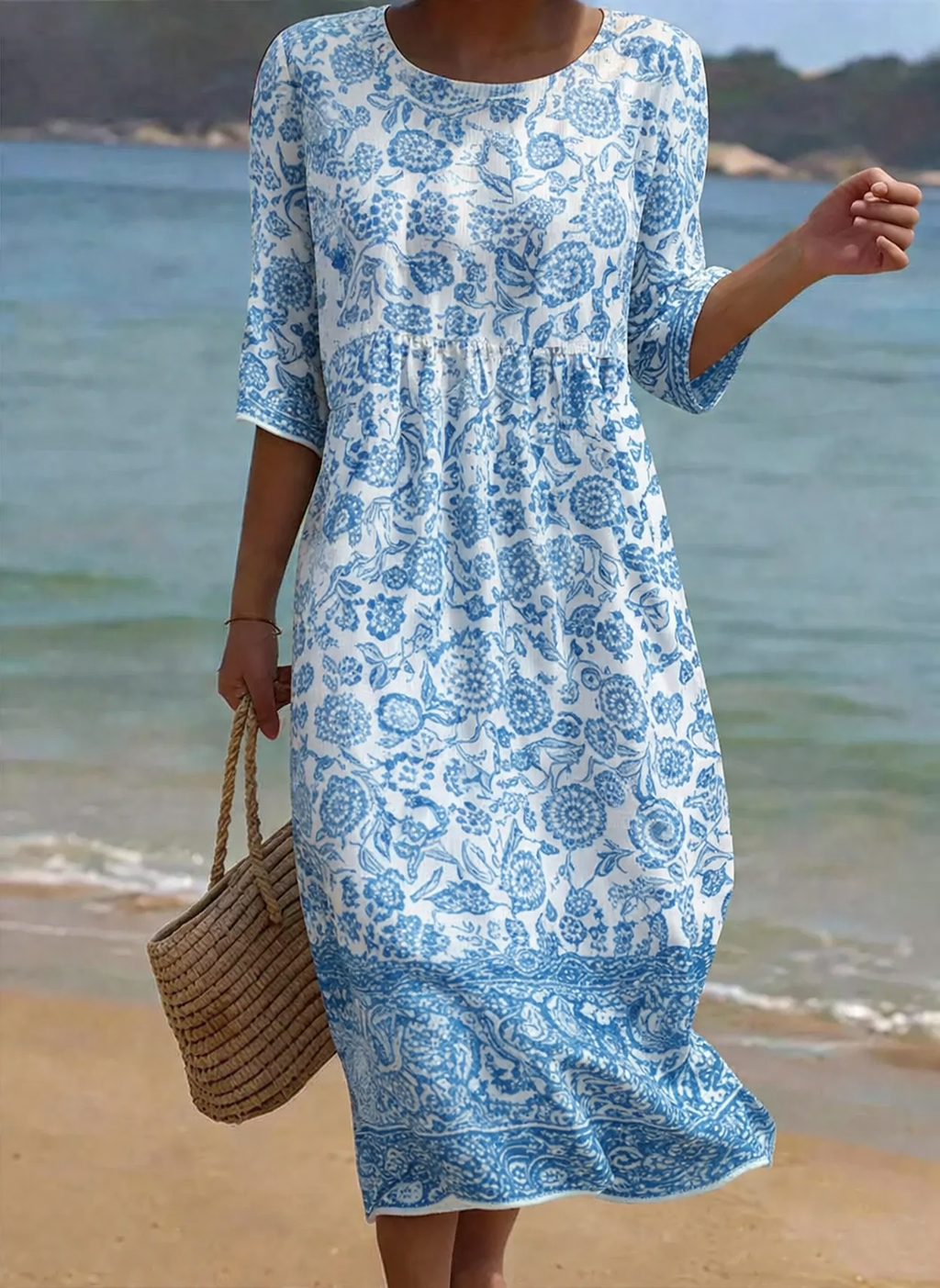 Blu | Abito Elegante con Motivo Floreale
