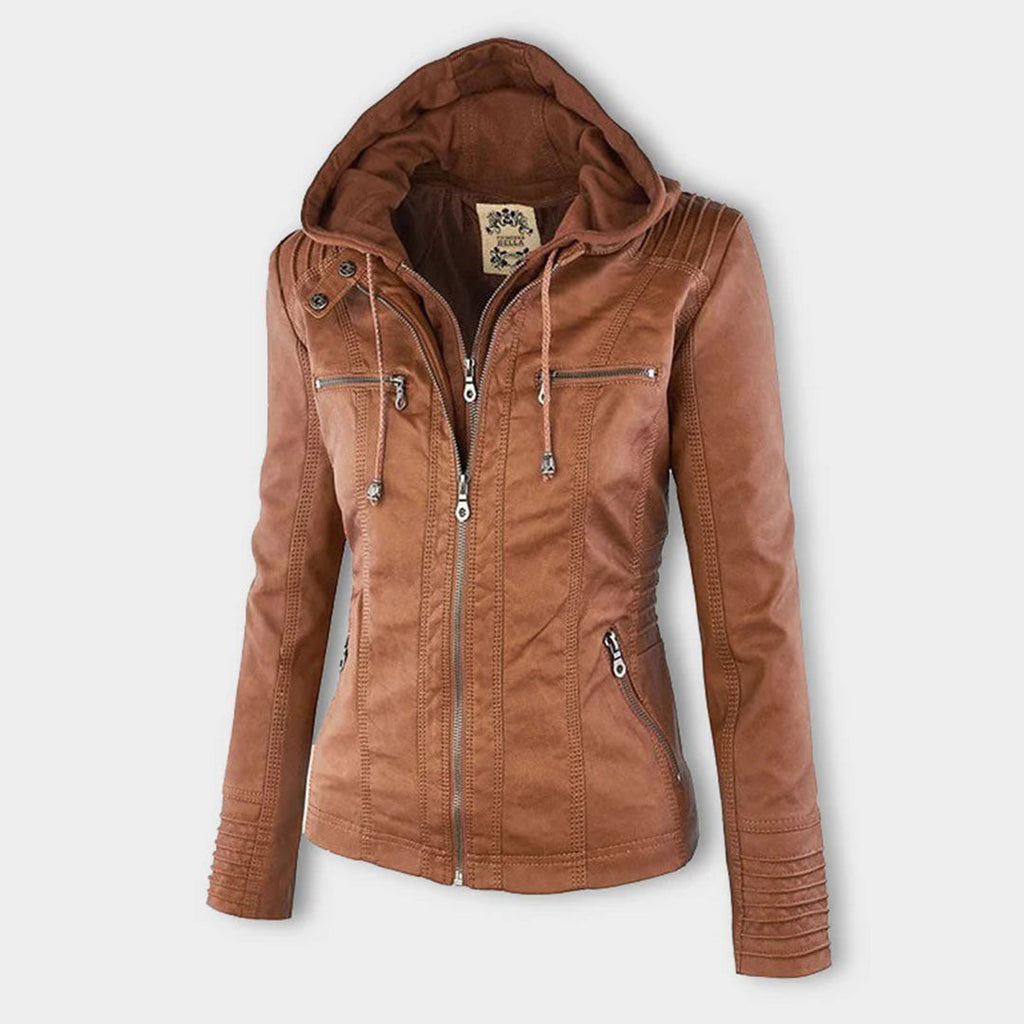 Valentina | Giacca moderna in pelle con cappuccio