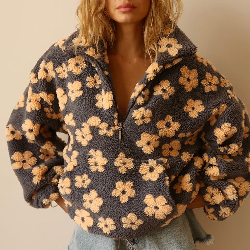 Chloé | Felpa in Pile Boho con Stampa Floreale