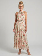 Aurelle | Abito Midi Floreale con Collo Halter