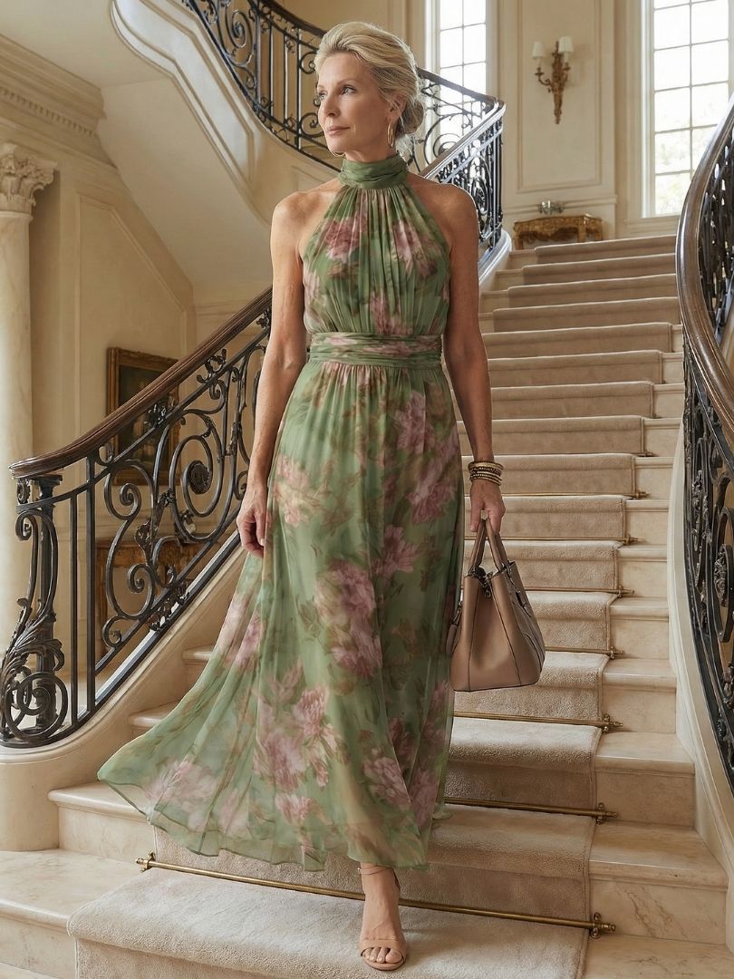 Mirelle | Abito Midi con Scollo All'Americana