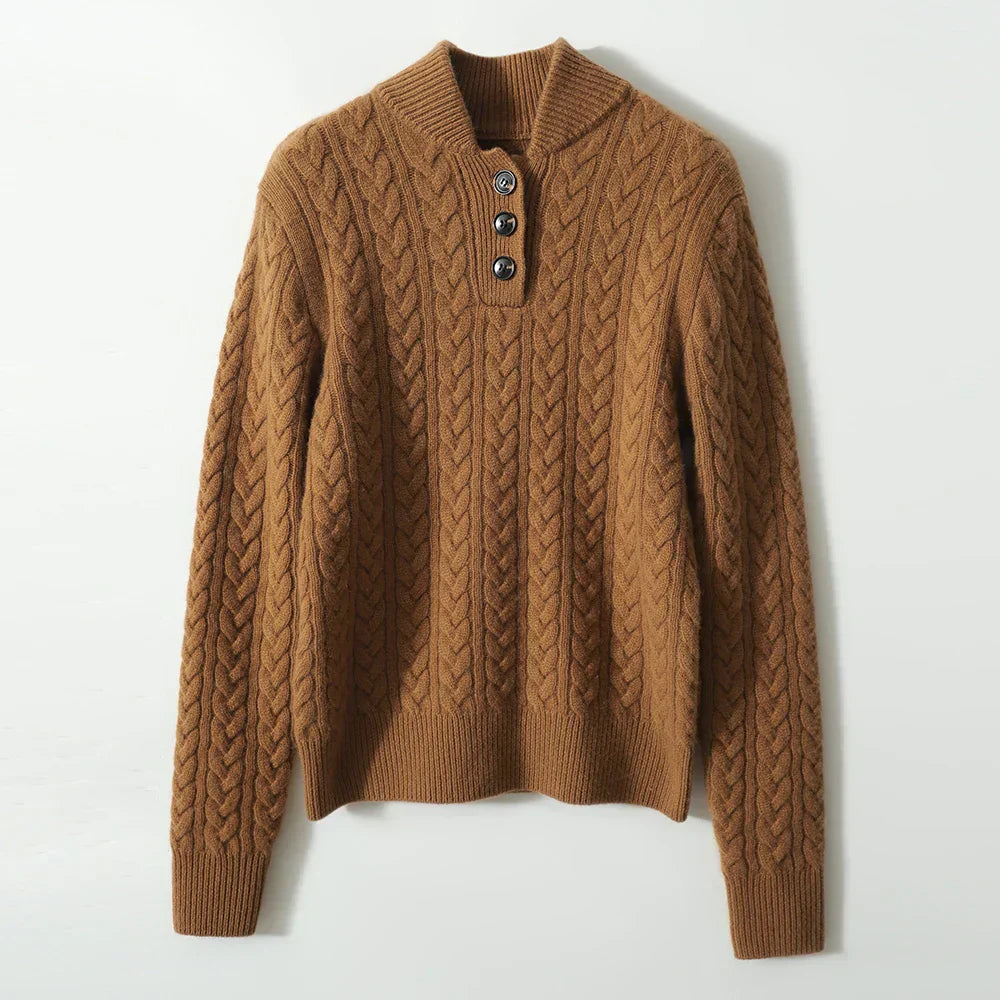 Carla | Maglione in Maglia Intrecciata con Bottoni