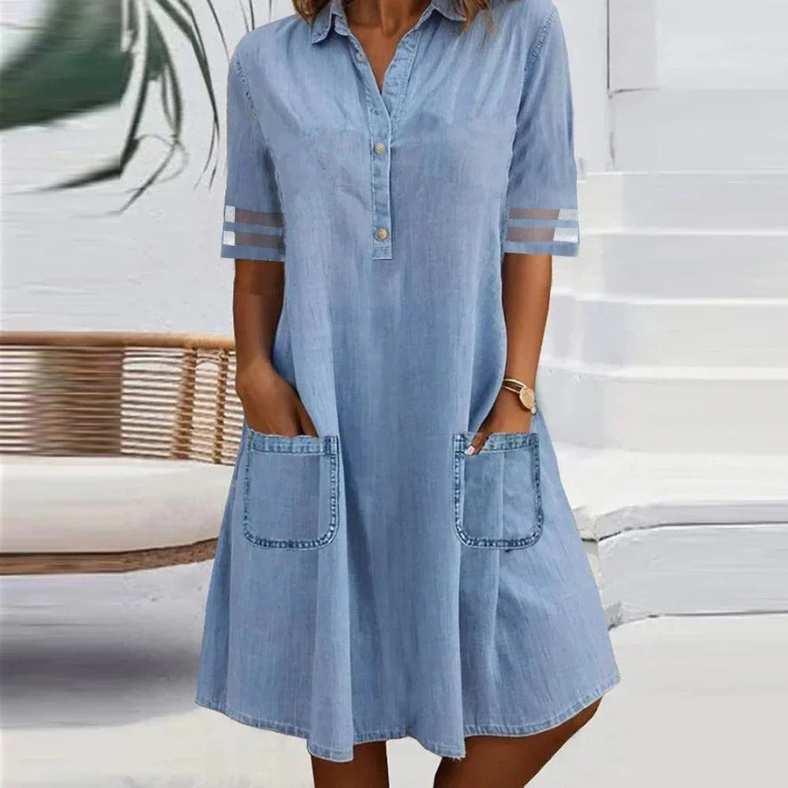 Alessia | Abito in denim con tasche laterali