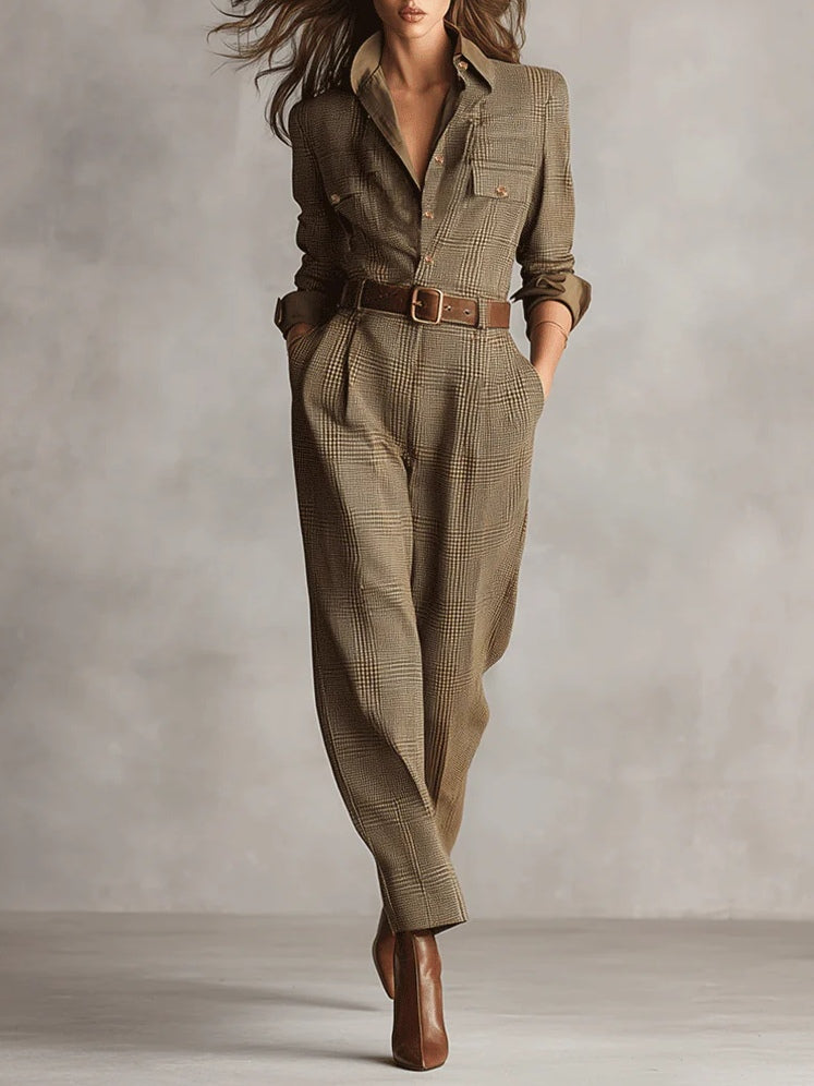 Zoë – Tuta Elegante in Tweed a Quadri