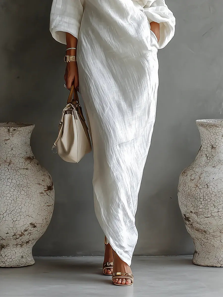 Nerina • Abito maxi monospalla elegante e fluido