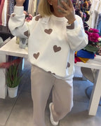 Mila | Maglione in Misto Cotone con Cuori