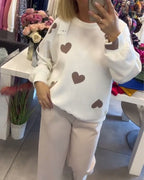 Mila | Maglione in Misto Cotone con Cuori