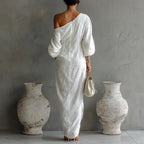 Nerina • Abito maxi monospalla elegante e fluido