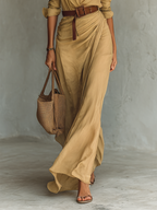 Abito Maxi Lungo con Collo a Revers e Maniche Lunghe per Donne