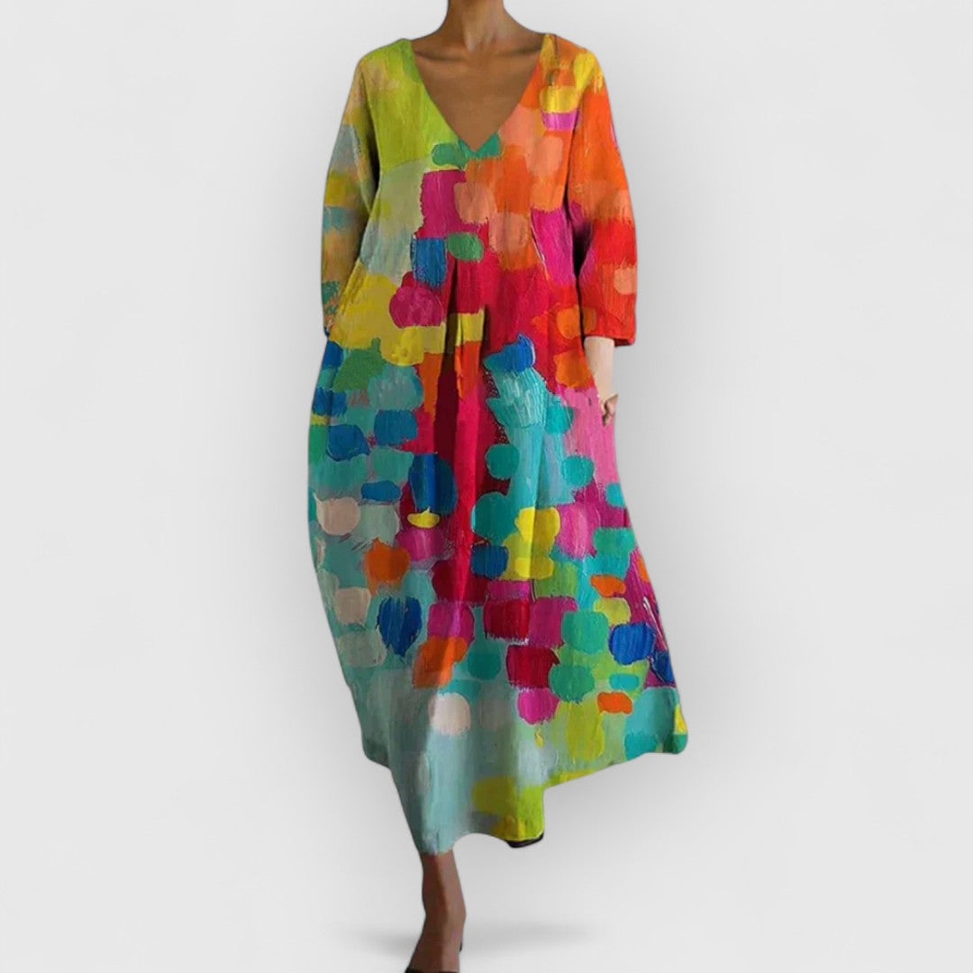 Anastasia | Abito con scollatura a V colorata