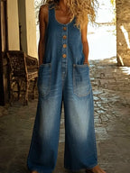 Saylor - Salopette in Denim di Cotone Lavato Vintage